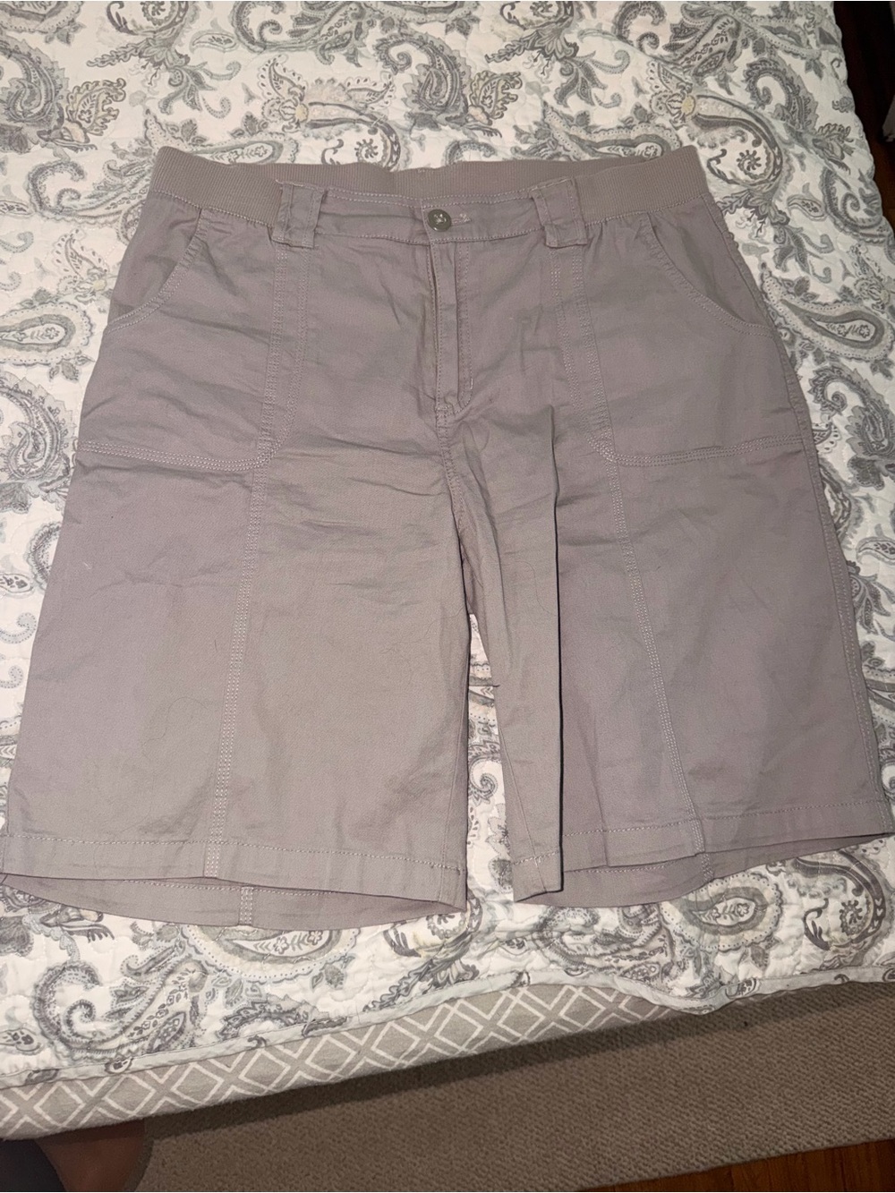 Women's Cargo Shorts - Light Gray Casual Utility